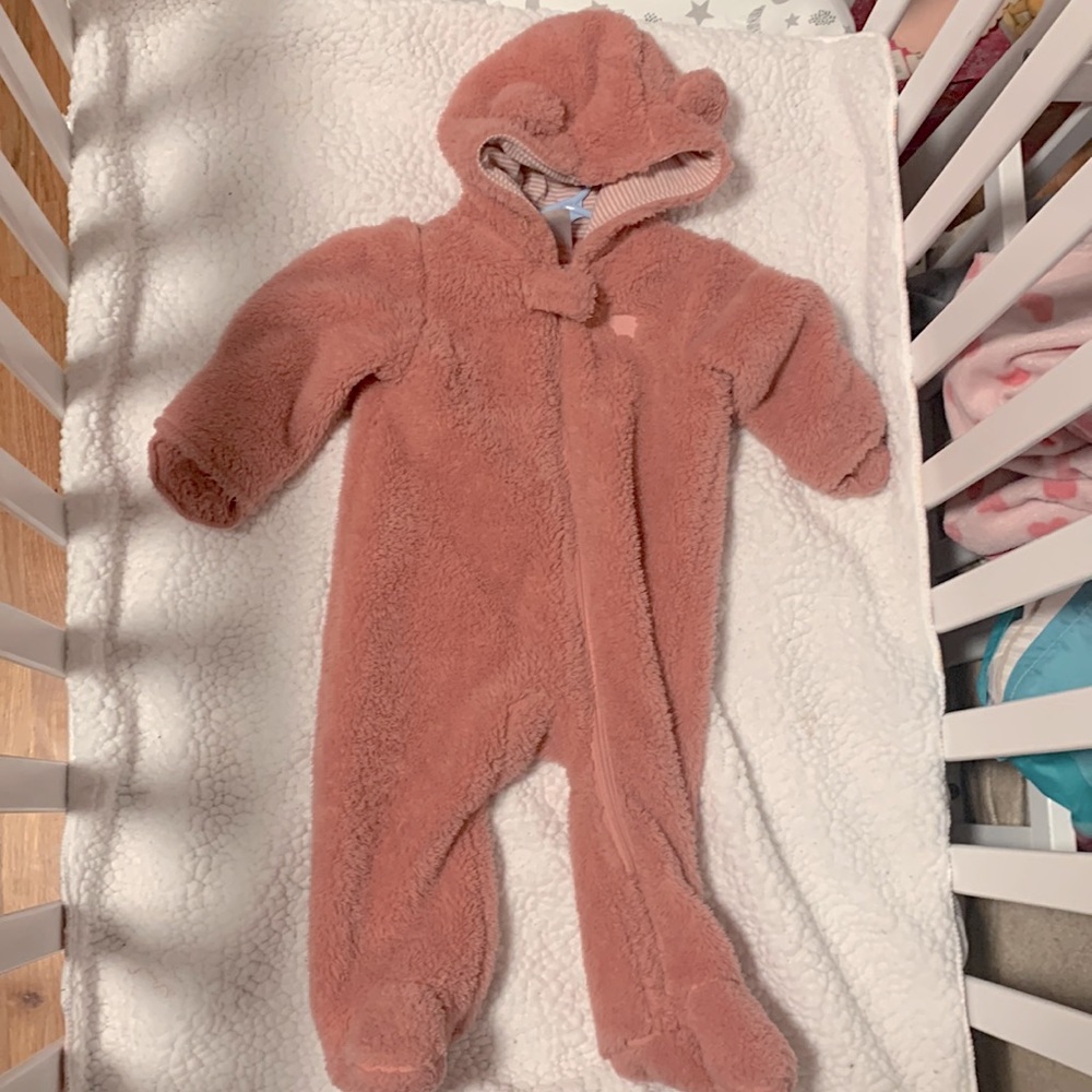 Carters baby girl pink onesie coat 9months